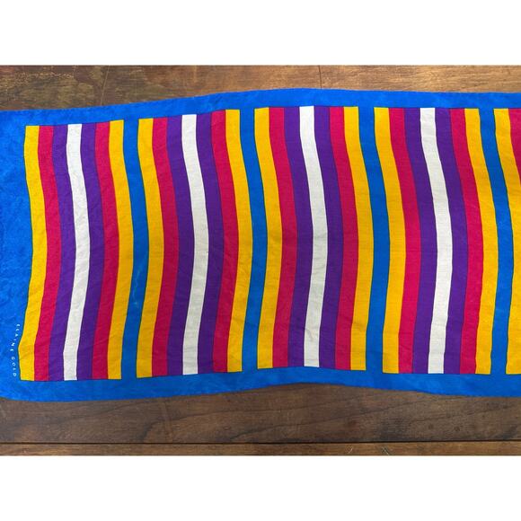 Elaine Gold For Collection XIIX Ltd. 100% Silk Striped Scarf Women's Accessory - Picture 10 of 12